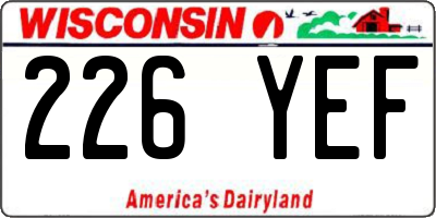WI license plate 226YEF