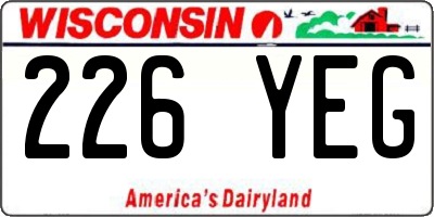 WI license plate 226YEG