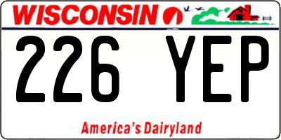 WI license plate 226YEP