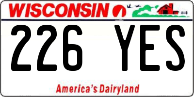 WI license plate 226YES