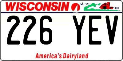WI license plate 226YEV
