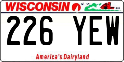 WI license plate 226YEW