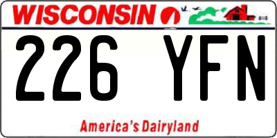 WI license plate 226YFN