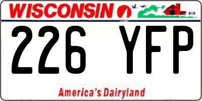 WI license plate 226YFP