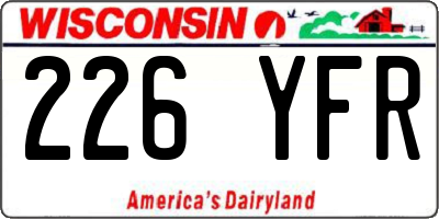 WI license plate 226YFR