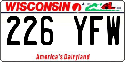 WI license plate 226YFW