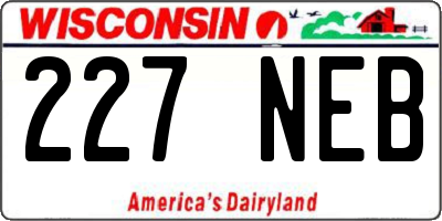 WI license plate 227NEB