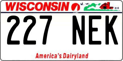 WI license plate 227NEK
