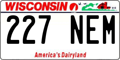 WI license plate 227NEM