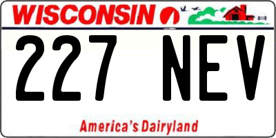 WI license plate 227NEV