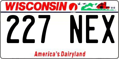 WI license plate 227NEX