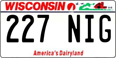 WI license plate 227NIG