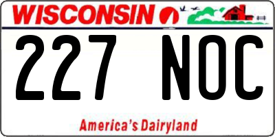 WI license plate 227NOC