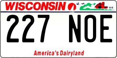 WI license plate 227NOE