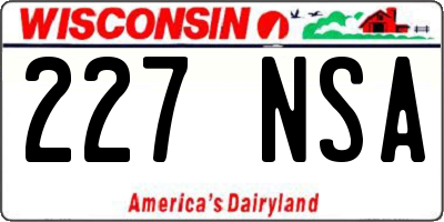 WI license plate 227NSA