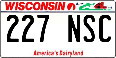WI license plate 227NSC
