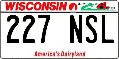 WI license plate 227NSL