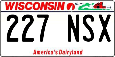 WI license plate 227NSX