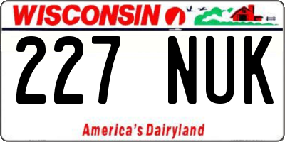WI license plate 227NUK
