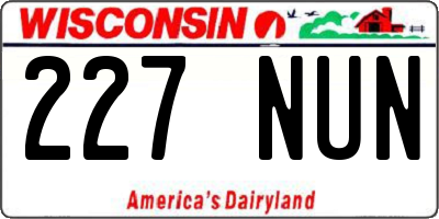 WI license plate 227NUN