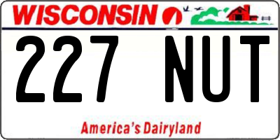 WI license plate 227NUT