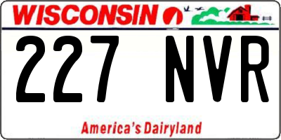 WI license plate 227NVR
