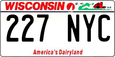 WI license plate 227NYC