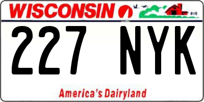 WI license plate 227NYK