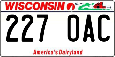 WI license plate 227OAC
