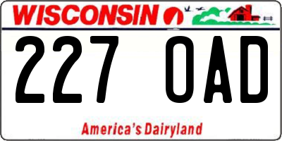 WI license plate 227OAD
