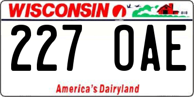 WI license plate 227OAE