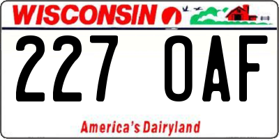 WI license plate 227OAF
