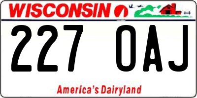 WI license plate 227OAJ
