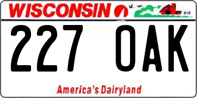 WI license plate 227OAK