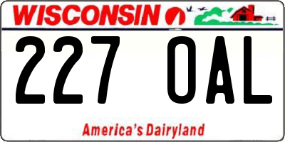 WI license plate 227OAL