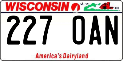 WI license plate 227OAN