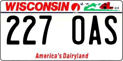 WI license plate 227OAS