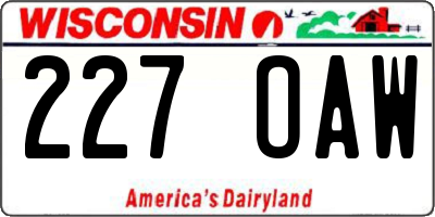 WI license plate 227OAW