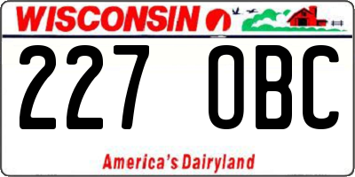 WI license plate 227OBC