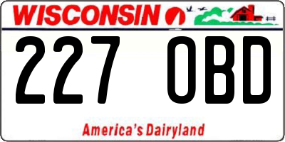 WI license plate 227OBD
