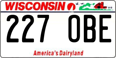 WI license plate 227OBE