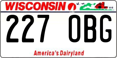 WI license plate 227OBG