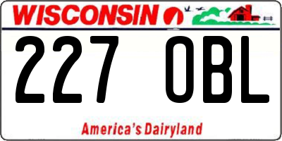 WI license plate 227OBL
