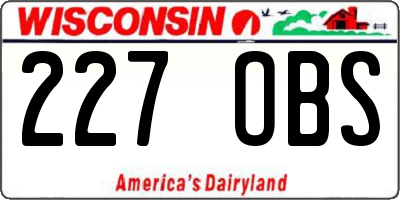 WI license plate 227OBS