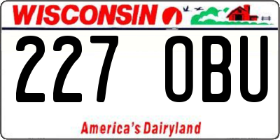 WI license plate 227OBU