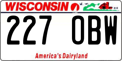 WI license plate 227OBW