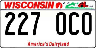 WI license plate 227OCO