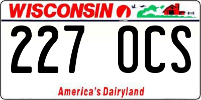WI license plate 227OCS