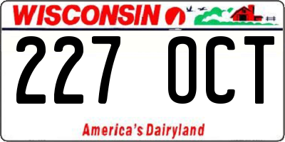 WI license plate 227OCT