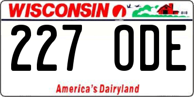 WI license plate 227ODE